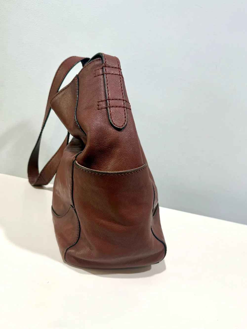 Frye Leather Hobo Bag Side Pocket Cognac